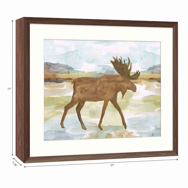 Lake & Lodge Glass Framed Moose Print Wall Art, 21x17