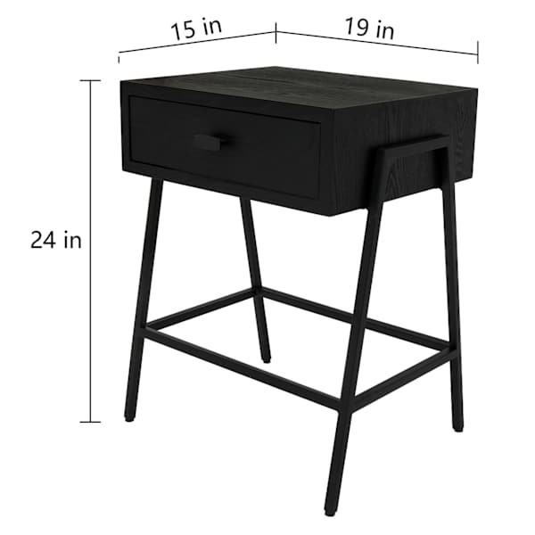 Harmon Wood & Metal Accent Table, Black