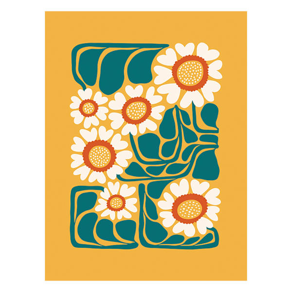 Deco Daisies Canvas Wall Art, 12x16