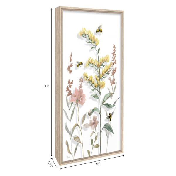 Glass Framed Floral Print Wall Art, 16x31