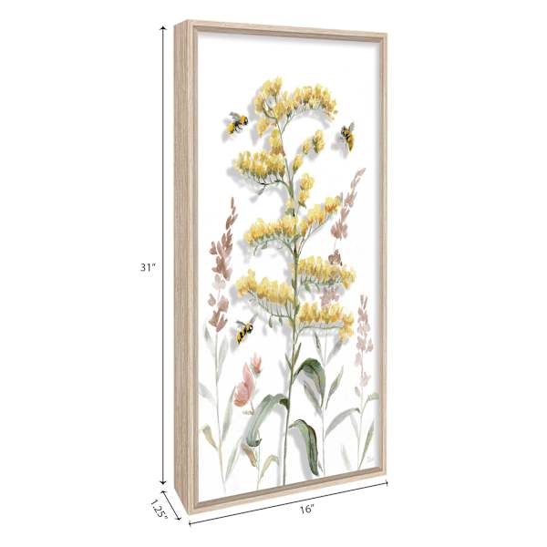 Glass Framed Floral Wall Art, 16x31