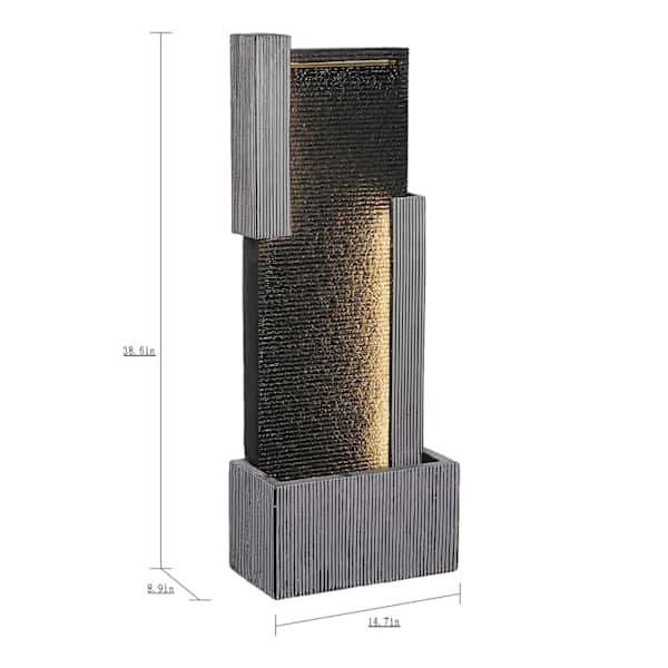 Modern Waterfall Outdoor Fountain, 40"