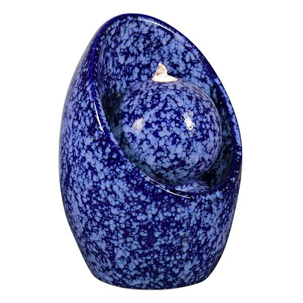 Halo Reactive Glaze Standing Outdoor Fountain With Light Blue, 22"
