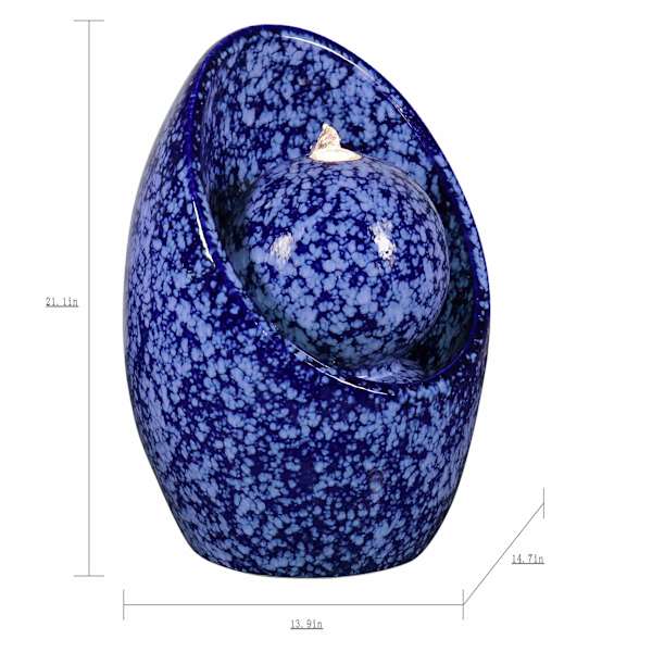 Halo Reactive Glaze Standing Outdoor Fountain With Light Blue, 22"