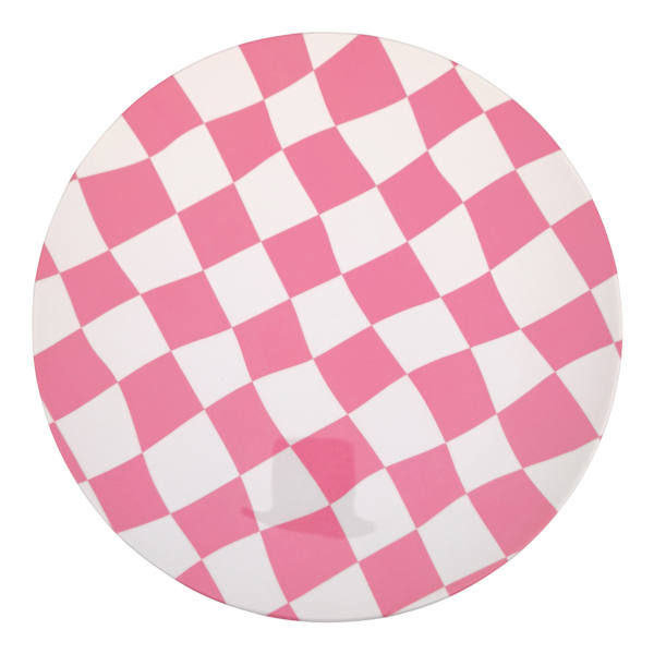 Oh Joy! Pink Checkered Dinner Plate, 10"