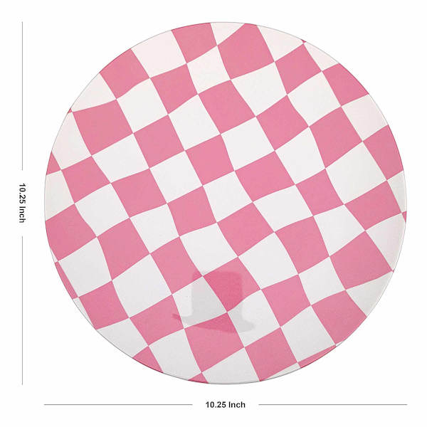 Oh Joy! Pink Checkered Dinner Plate, 10"
