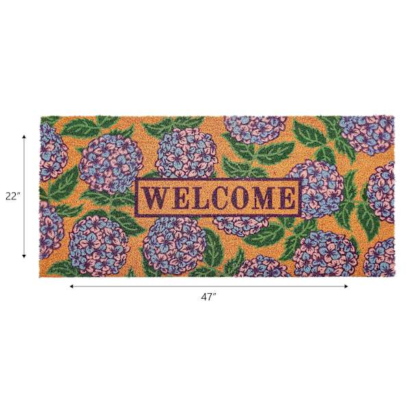 Welcome Hydrangea Coir Mat, 22x47