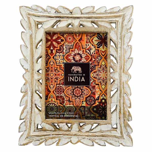 Carved Wood Wash Tabletop Frame, 5x7