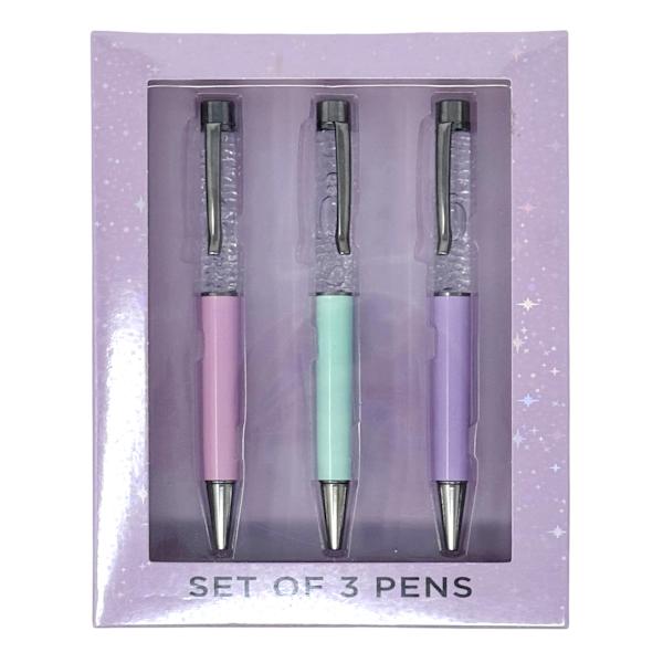 Set 3 Pens Purple Sparkles