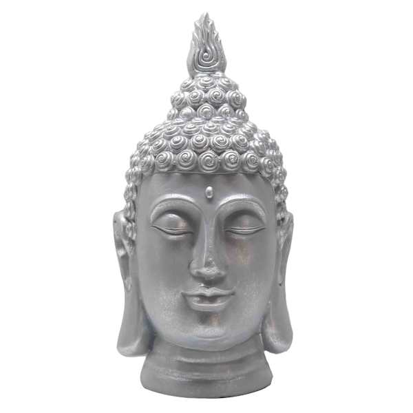 Found & Fable Silver Buddha Head, 22"
