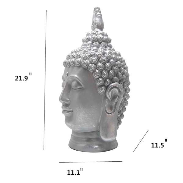 Found & Fable Silver Buddha Head, 22"