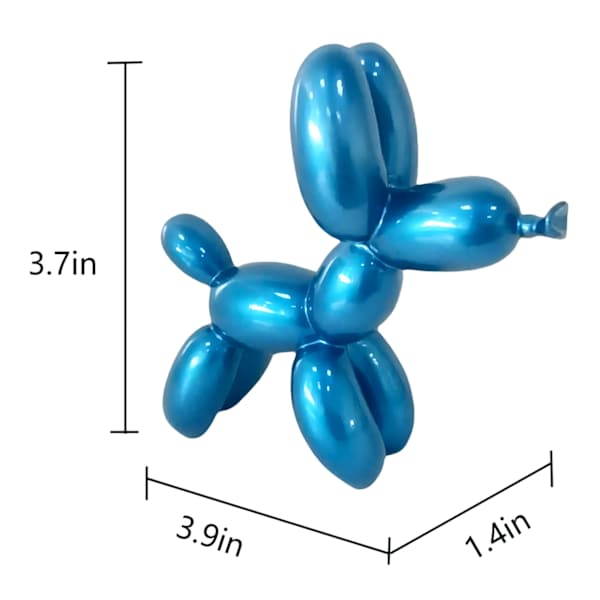 Metallic Blue Balloon Dog Outdoor Garden Statue, 4"