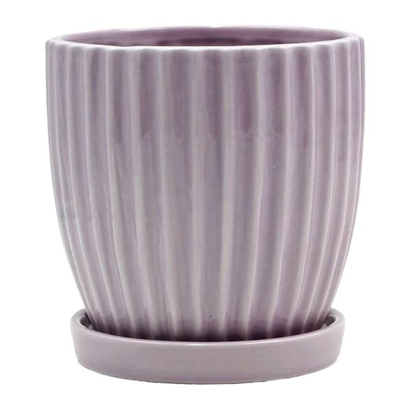 Providence Indoor Bridget Lilac Ceramic Planter with Saucer, 6"