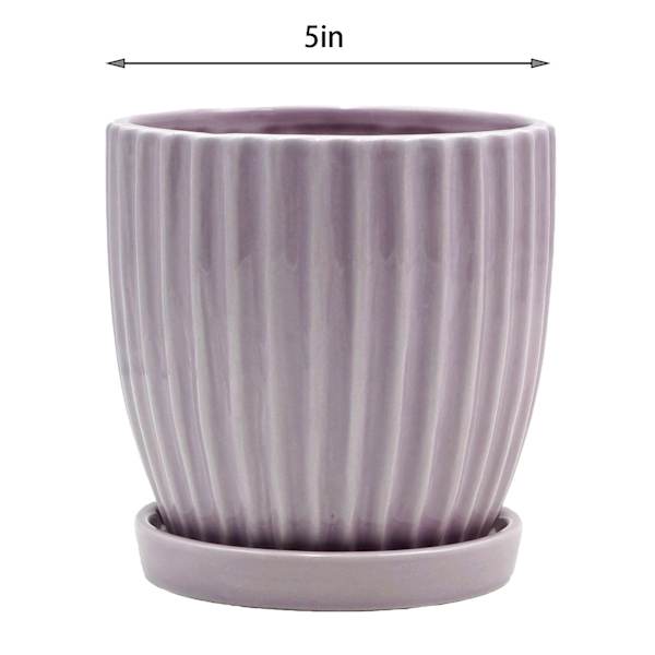 Providence Indoor Bridget Lilac Ceramic Planter with Saucer, 6"