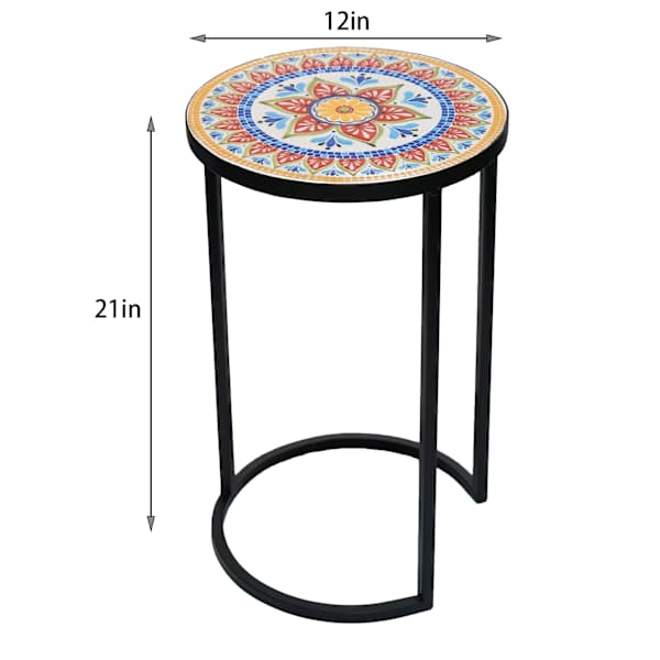 21IN Salma mosaic metal plant stand