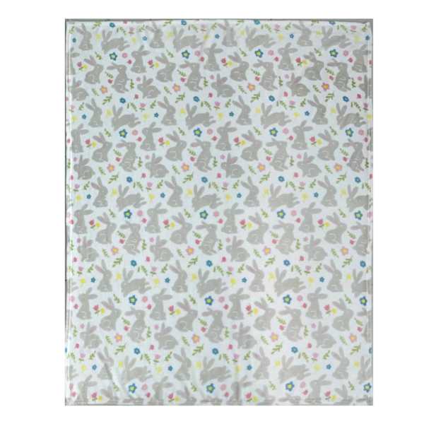 Neutral Bunny Printed Plush Throw Blanket, 50x60