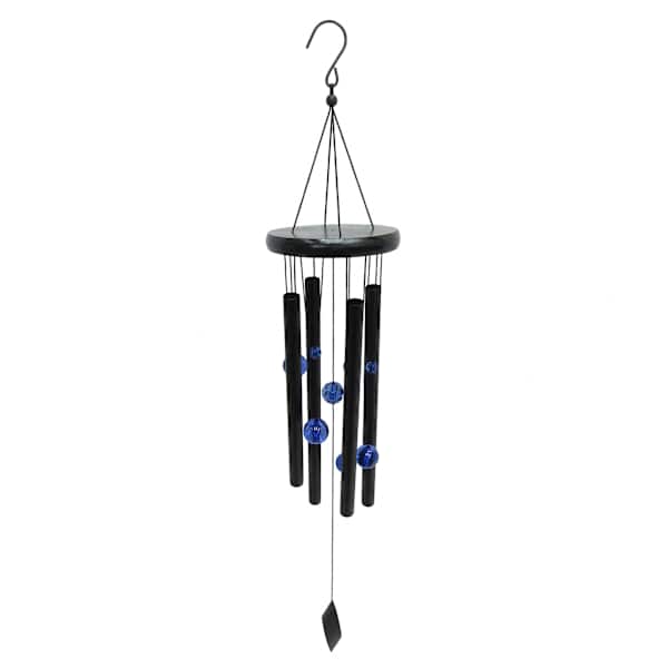 Blue Bead Metal & Wood Wind Chime, 25.2"