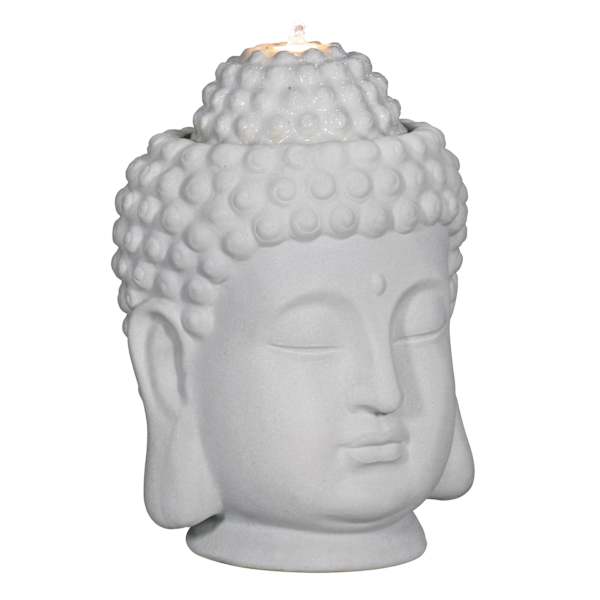 Found & Fable Pre-Lit White Buddha Outdoor Fountain, 17.5"