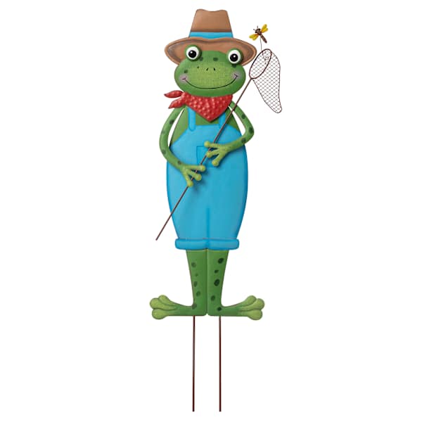 Blue Metal Frog Yard Stake, 36"
