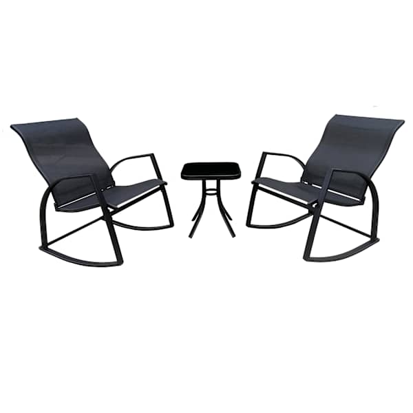 Crosby St. Sling Rocker Patio Chat Set, Black
