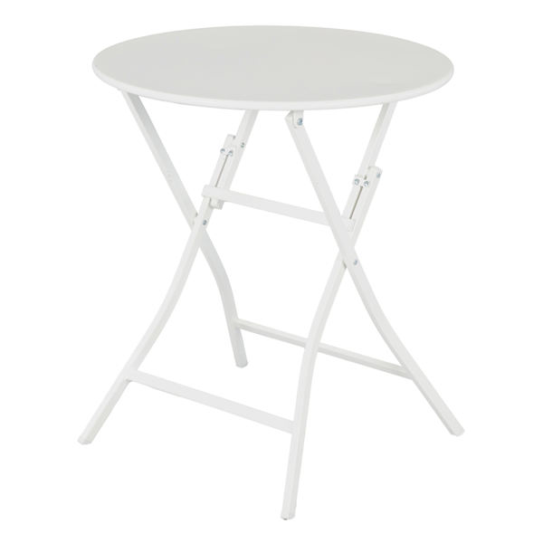 Providence Metal Patio Folding Table, White
