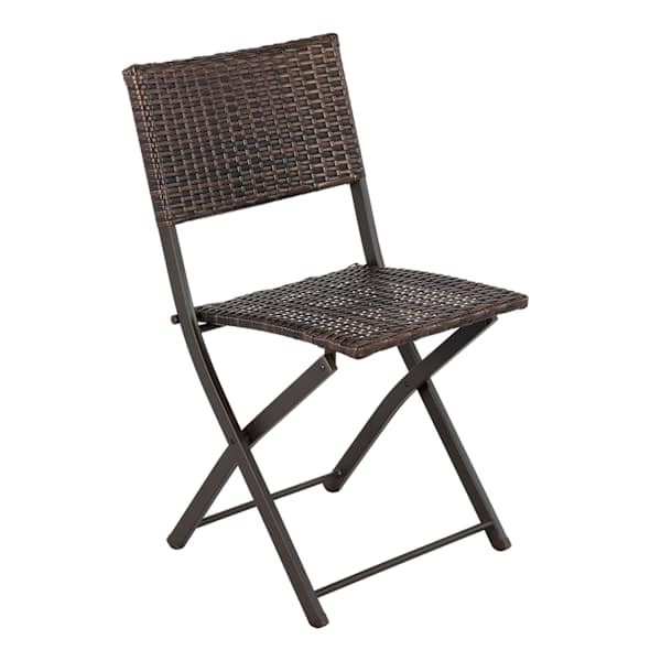 Hampton Wicker Patio Folding Chair, Brown
