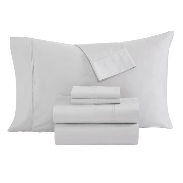 Providence 6-Piece Light Grey 100% Egyptian Cotton Sateen Sheet Set, Queen