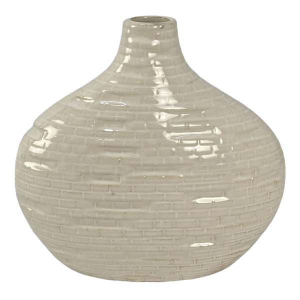 Neutral Textured Wide Bottle Vase, 8"