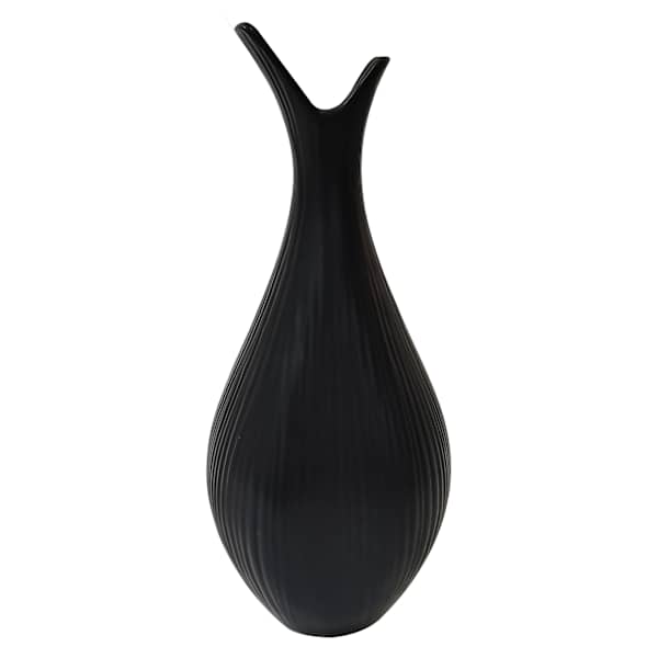 Black Long Neck Ceramic Bottle Vase, 10"