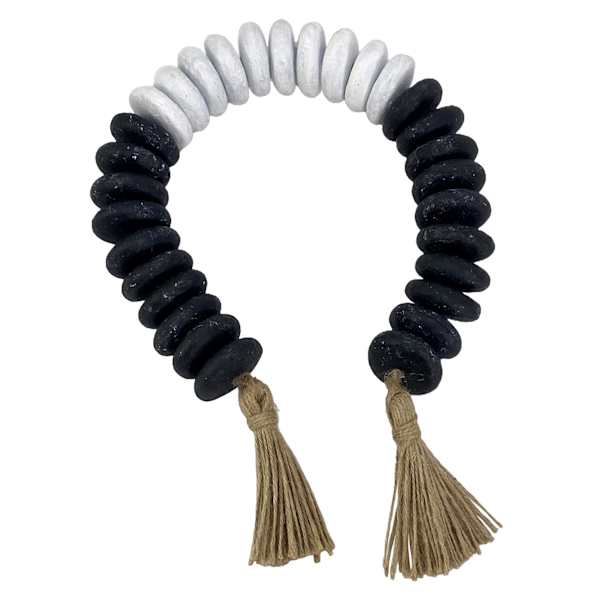 Black & White Garland with Tassels, 25"