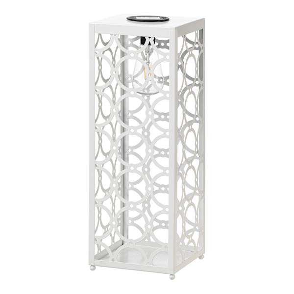 Providence Metal White Outdoor Solar Lantern, 20"