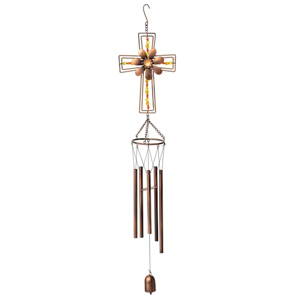Metal Cross Wind Chime, 32"