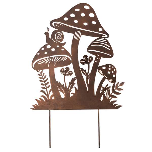 Honeybloom Metal Mushroom Silhouette Yard Stake, 24"