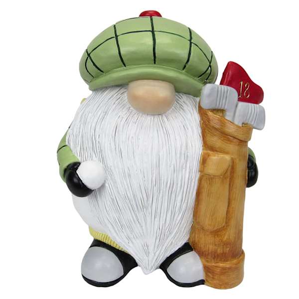 Golfer Gnome Outdoor Garden Statue, 8"