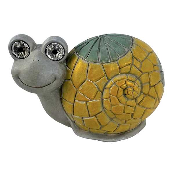 Honeybloom Solar Snail Outdoor Garden Statue, 9"