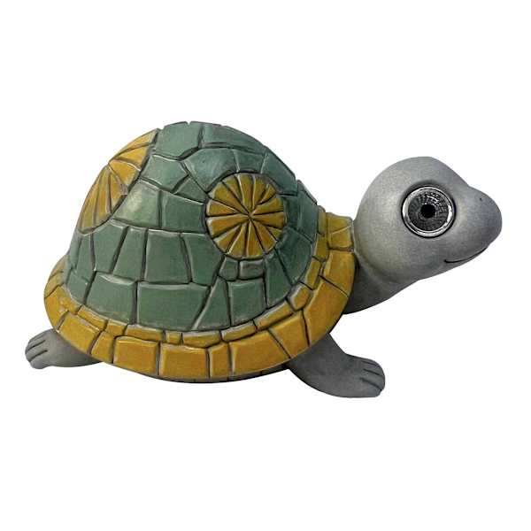Honeybloom Solar Turtle Outdoor Garden Statue, 10"