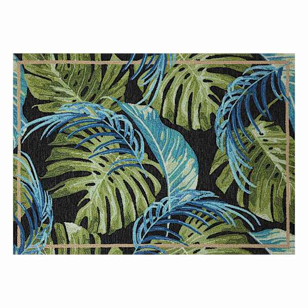 (E534) Santa Monica Palm Tufted Outdoor Area Rug, 5x7