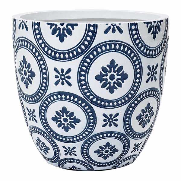 Blue Valencia Outdoor Planter, Medium