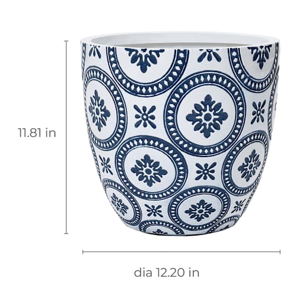 Blue Valencia Outdoor Planter, Medium