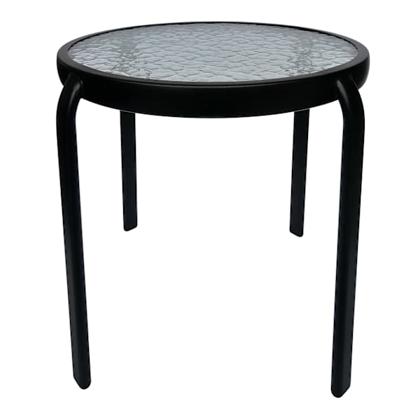 Wavy Glass Patio Side Table, Black