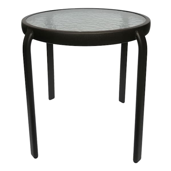 Wavy Glass Patio Side Table, Brown