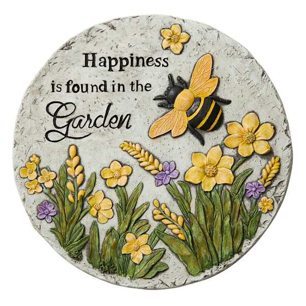 Bee Flower Outdoor Stepping Stone, 10"