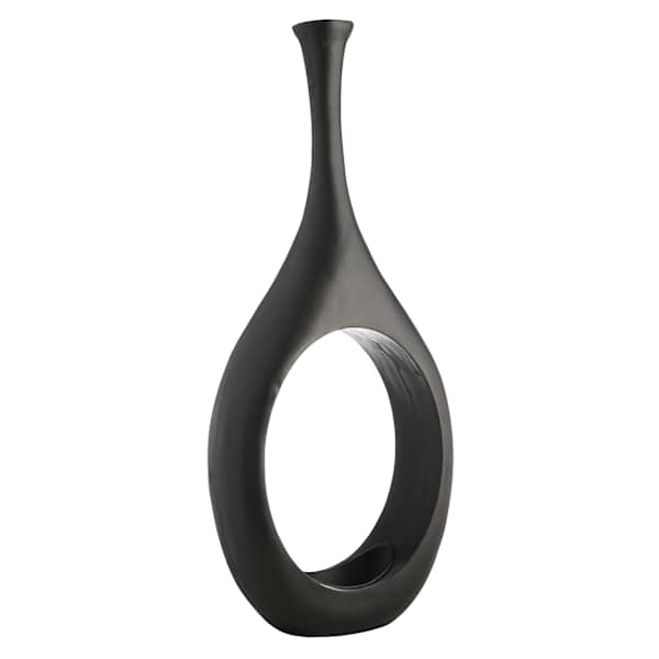 Black Open Circle Floor Vase, 48"
