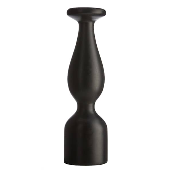 Medium Black Wooden Oversized Pillar Candle Holder, 20"