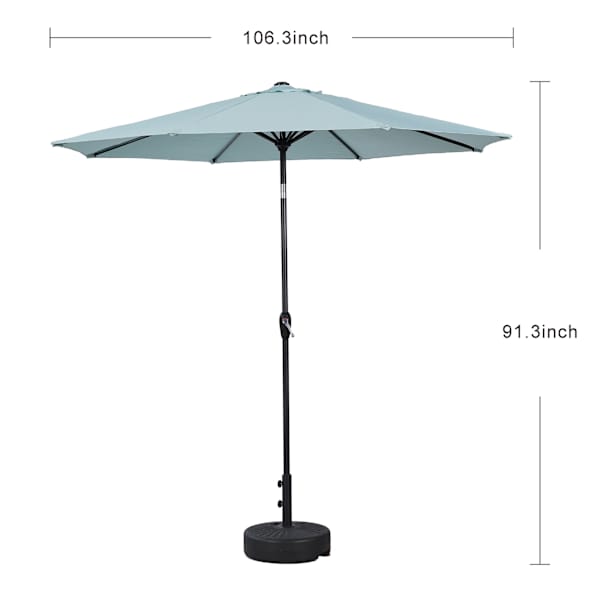 Aqua Crank & Tilt Round Patio Umbrella, 9'