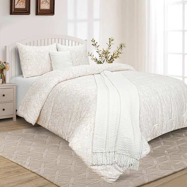 Found & Fable 5-Piece Lotus Floral Printed Comforter Set, Full/Queen
