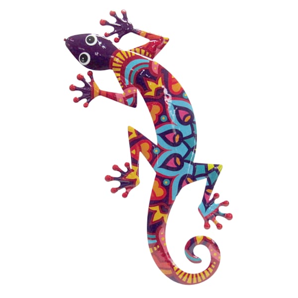 Metal Talavera Gecko Outdoor Wall Decor, 28"