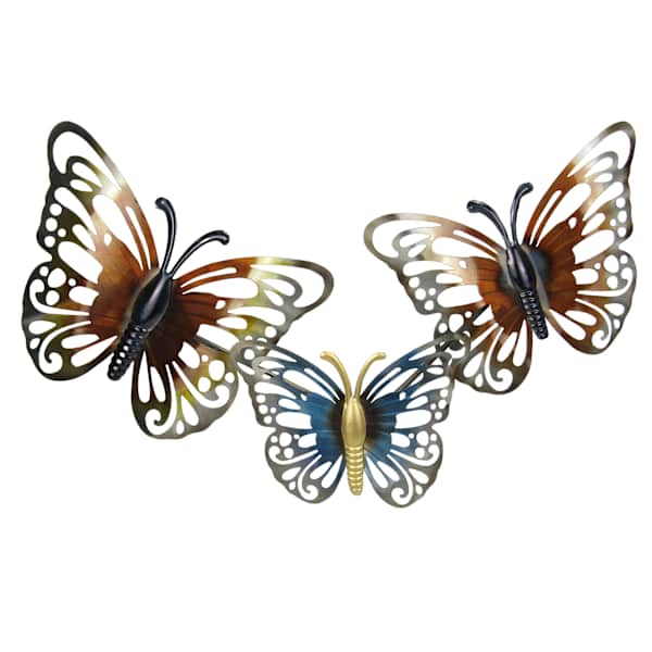 Metal Bronzed Butterfly Trio Wall Decor, 31"