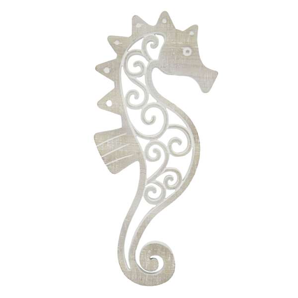 Wood Scrolled Seahorse Wall Decor, 24"