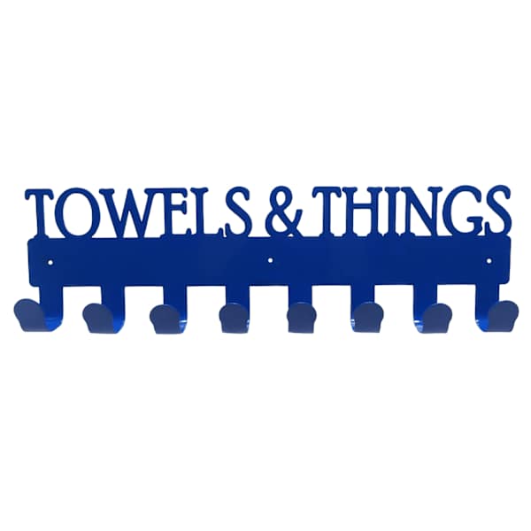Metal Blue Towels Wall Hook, 22"
